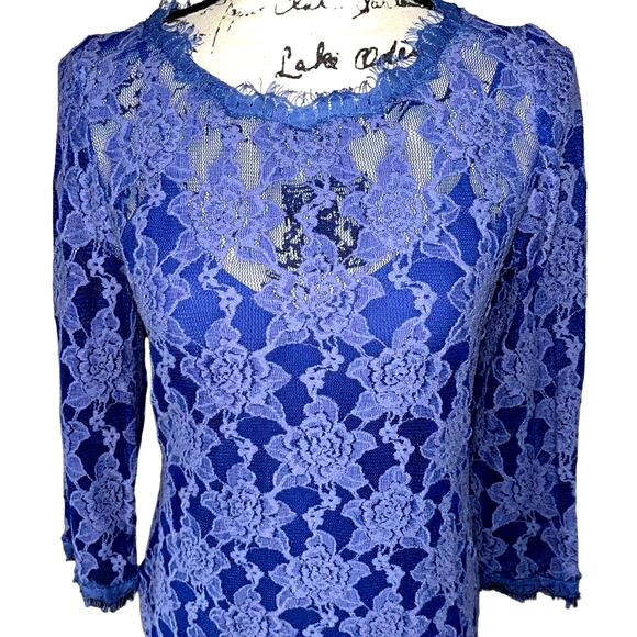 Rebecca Taylor periwinkle lace  dress 6 - Picture 2 of 6